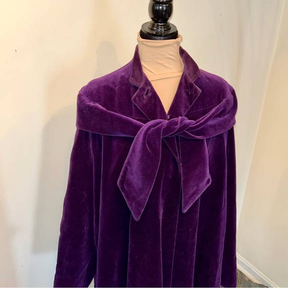 Vintage 1930s Opera Coat Purple Velvet Evening Wear XL - Picture 2 of 12